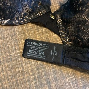 ThirdLove 34D Black/Nude Full Coverage Lace Bra